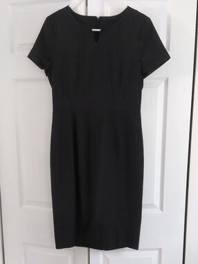 Classic Brooks Brothers 100% Wool Black Short-Sleeve Sheath Dress